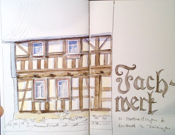 Fachwerkhaus in Niedervillingen bei Arnstadt. PITT pens und Wasserfarbe in Stillman&Birn Beta. 